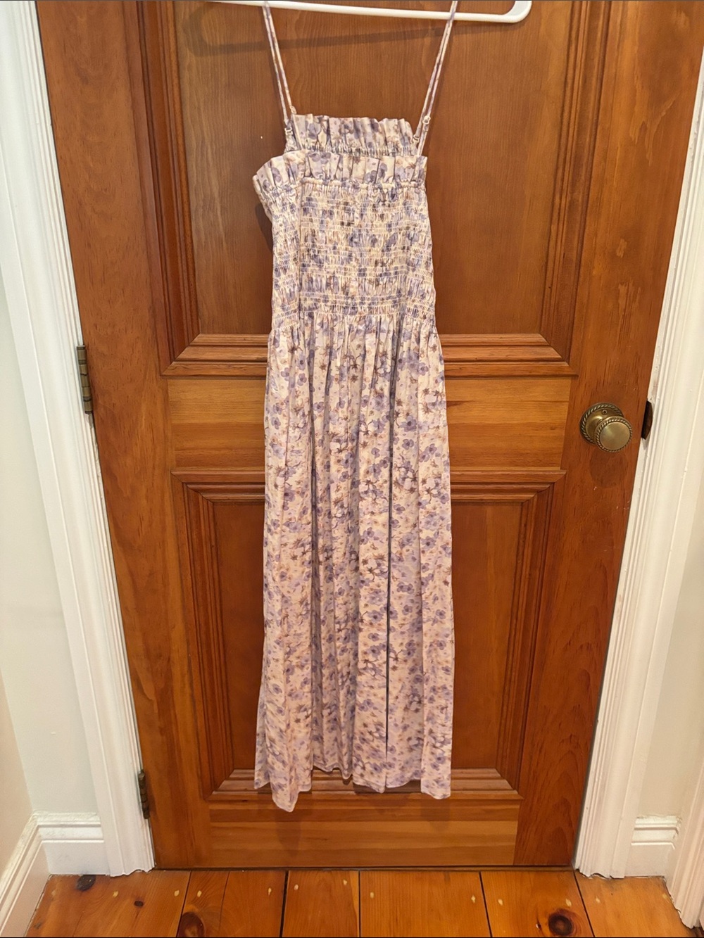 H&M Lavender Floral Smocked Maxi Dress  100% Cotton - Picture 5 of 7